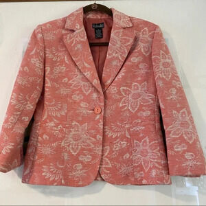 Rafaella Floral‎ 3/4 Sleeve Blazer Jacket Textured